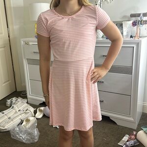 Pink and white mini dress